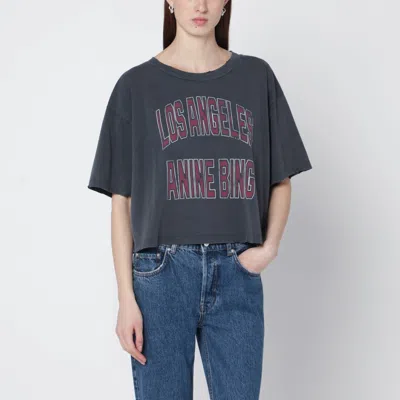 Anine Bing Black Washed Cropped Johnny T-shirt Women In Gray