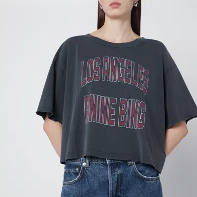 Anine Bing Black Washed Cropped Johnny T-shirt Women In Gray
