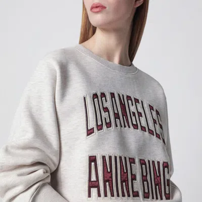 Anine Bing Womens Oatmeal Melange Harry Logo-embroidered Cotton Sweatshirt In White