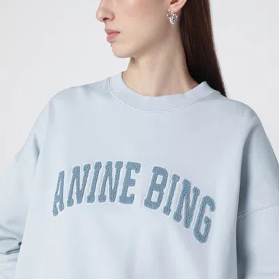 Anine Bing Light Blue Crewneck Embroidery Logo Sweatshirt