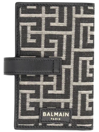 Balmain Men Monogram Card Holder With Padlock In Multi