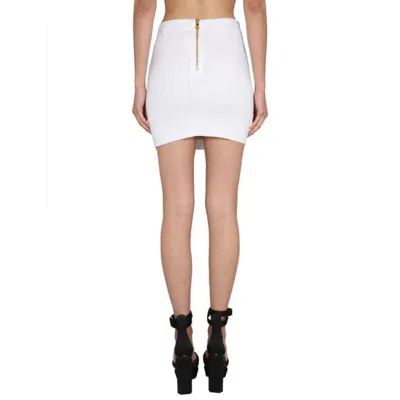 Balmain Embellished Pointelle And Ribbed-knit Mini Skirt In White