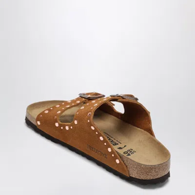 Birkenstock Arizona Rivets Studded Slide Sandal In Brown