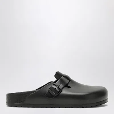 Birkenstock Boston Slipper Black In Smooth Leather In Animal Print