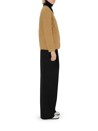 Burberry Giacca Trapuntata Con Colletto In Velluto In Brown