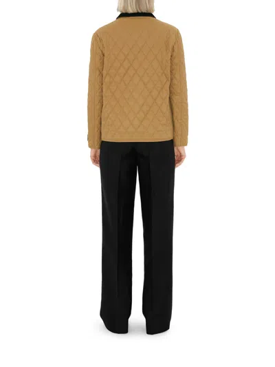 Burberry Giacca Trapuntata Con Colletto In Velluto In Brown