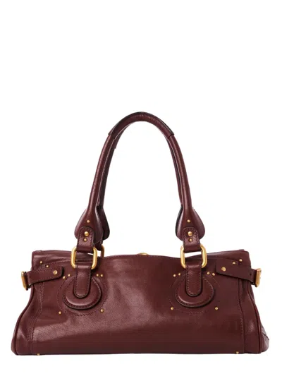 Chloé Paddington Brown Shoulder Bag With Oversized Padlock And C-shaped Buckles In Grainy Leather Woman In Brown