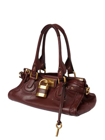 Chloé Paddington Brown Shoulder Bag With Oversized Padlock And C-shaped Buckles In Grainy Leather Woman In Brown
