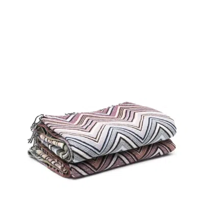 Missoni Zigzag-design Blanket In Brown