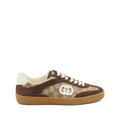 Gucci Men G75 Low-top Supreme Gg Fabric And Suede Sneakers In Multi