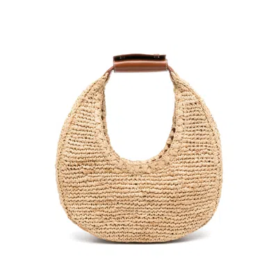 Staud Moon Raffia Tote Bag Shoulder Bags Beige In Brown