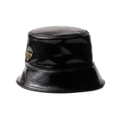 Prada Triangle-logo Bucket Hat In Black