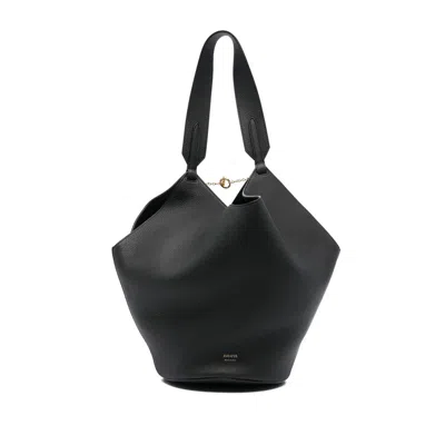 Khaite Lotus Small Textured-leather Tote In Black