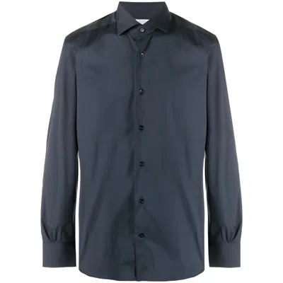 Mazzarelli Plain Buttoned Shirt In Blue