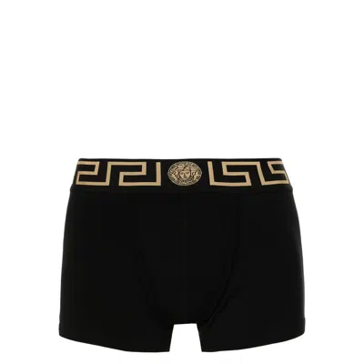 Versace Greek Key Jersey Boxer Briefs In Black