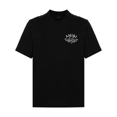 Amiri Black Crewneck T-shirt With Logo Lettering On The Front And Maxi Logo Print On The Rear In Cotton Ma In Black
