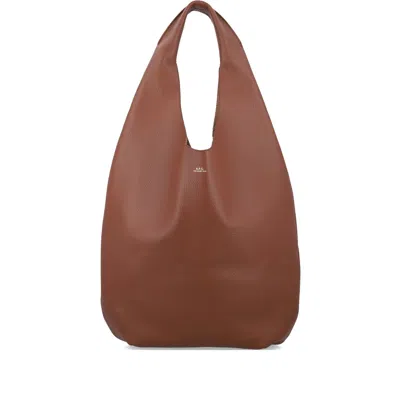 A.p.c. Le Neige Grained Leather Handbag Hazelnut Cow Tote In Brown
