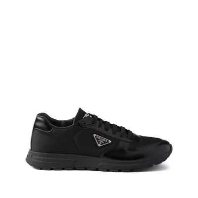 Prada Mens Black Prax 2.0 Re-nylon Shell And Leather Trainers Eur 41.5 / 7.5 Uk