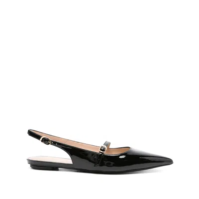 Stuart Weitzman Emilia Patent Mary Jane Slingback Ballerina Flats In Black
