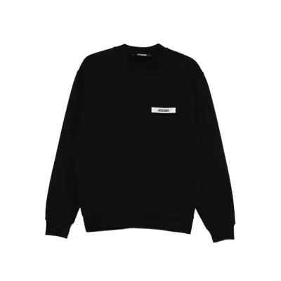 Jacquemus Relaxed Fit Long-sleeve Shirt With Minimalist Patch Detail In Black