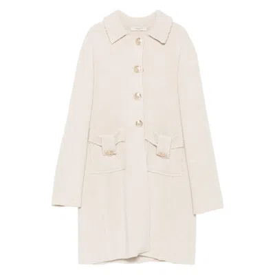 Charlott Single-breasted Flap-pocket Coat In Neutral