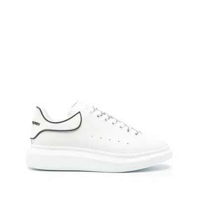 Alexander Mcqueen Chunky Leather Sneakers Featuring Perforated Profiles In White