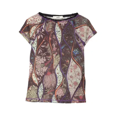 Siedres Floral-pattern Mesh Top In Multi