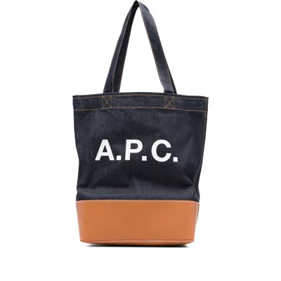A.p.c. A. P.c. Medium Logo-detail Denim Tote Bag In Black