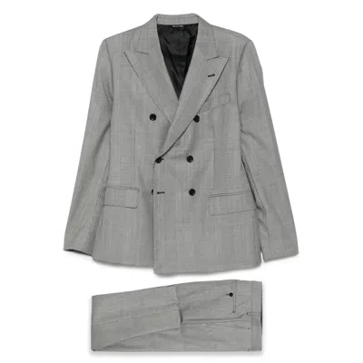 Reveres 1949 Double-breasted Checked-pattern Suit In Gray