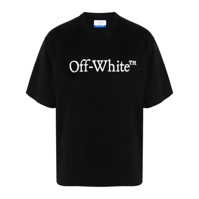 Off-white Black Oversized T-shirt With Contrasting Logo Lettering Print In Cotton Man In Black