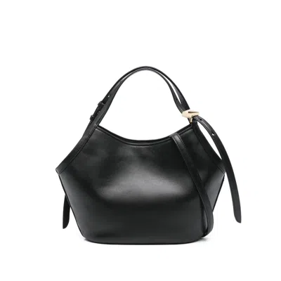 Kate Spade New York Small Deco Fine Grain Leather Tulip Top Handle Bag In Black