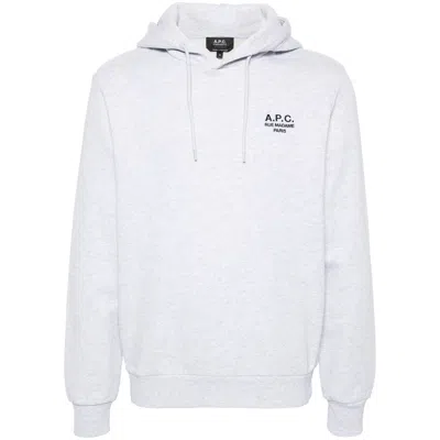 A.p.c. Light Grey Pullover Hoodie With Drawstring Detail In Gray