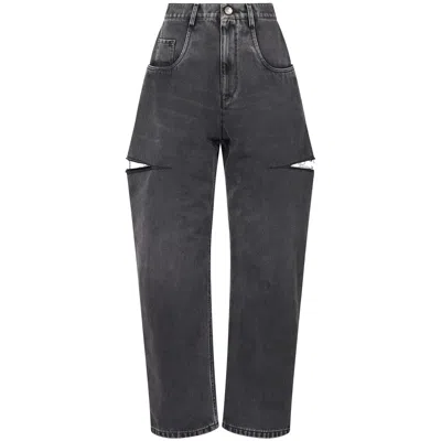 Maison Margiela Black Five-pocket Style Jeans With Rips In Cotton Denim Woman