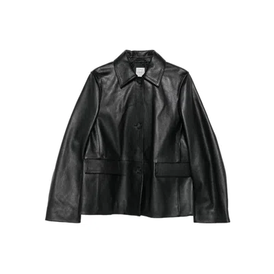 Totême Paneled Textured-leather Jacket In Black