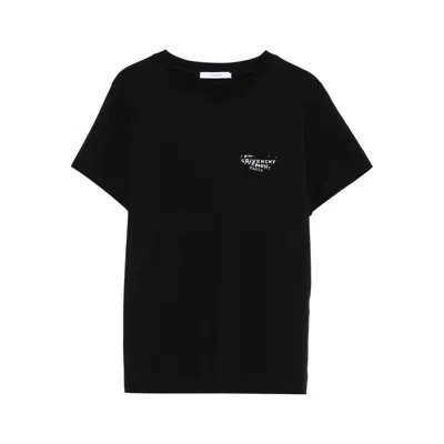 Givenchy Women Black Crew Neck T-shirt With Logo On Front And Back In Cotton Woman In Black