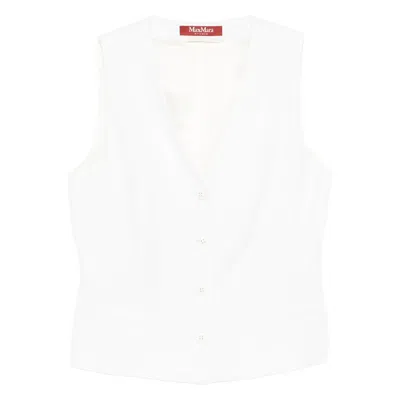 Max Mara V-neck Button Vest In White