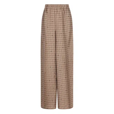 Max Mara Vischio Printed Silk Satin Wide-leg Pants In Brown