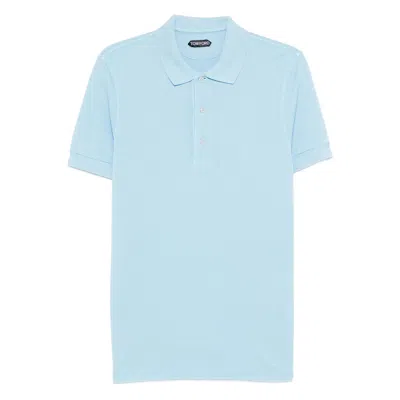 Tom Ford Sky Blue Solid Polo In Blue