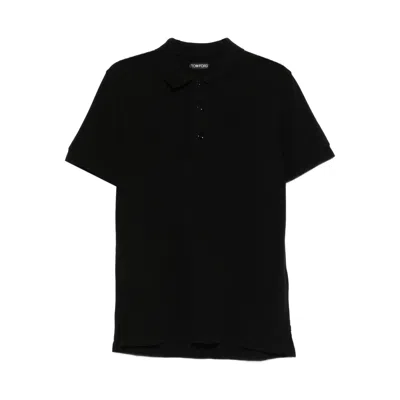 Tom Ford Mens Black Short-sleeve Lyocell-cotton Piquet Polo Shirt In Black