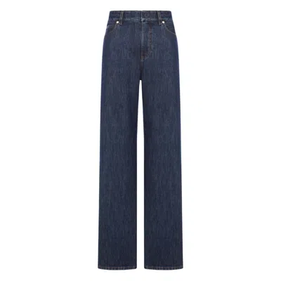 Fendi High-waisted And Straight Leg Five-pocket Jeans Clothing In Blue