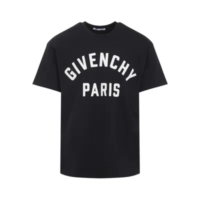 Givenchy Men Black Crewneck T-shirt With Maxi Logo Lettering On The Front In Cotton Man