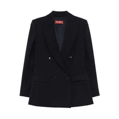 Max Mara Double-breasted Blazer In Black