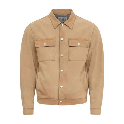 Mm6 Maison Margiela Flock Denim Trucker Jacket Sand In Brown