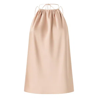 Pinko Carota Pink Sleeveless Top With Adjustable Spaghetti Straps And Ruched Neckline In Tech Fabric Woman In Neutral