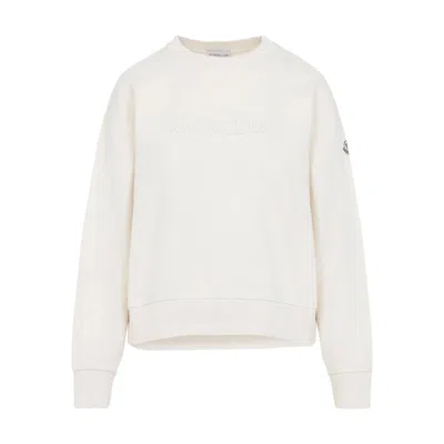 Moncler Crew Neck Sweatshirt Long Sleeves Ribbed Trims In Multi