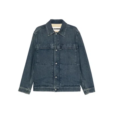 Jil Sander Button Pocket Dnim Jacket In Blue