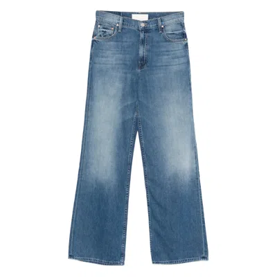 Mother Jeans The Rerun Zip Sneak With Belt Loops And Logo Embroidery On The Back In Blue Denim For Women