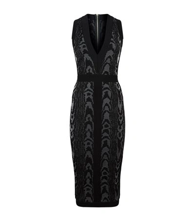 Balmain Jacquard Bodycon Midi Dress In Black