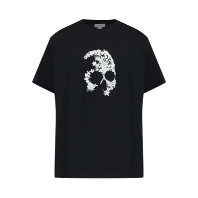 Alexander Mcqueen Crew Neck Graphic Print Short Sleeve T Shirt In Black