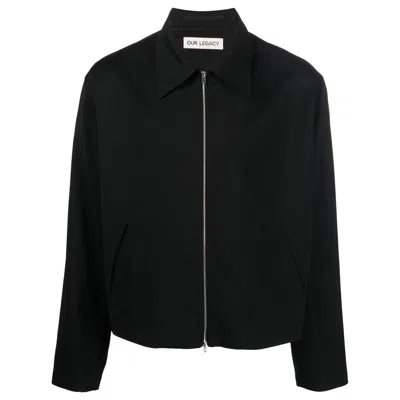 Our Legacy Wool Jacket Collared Design Long Sleeves Pockets In Black